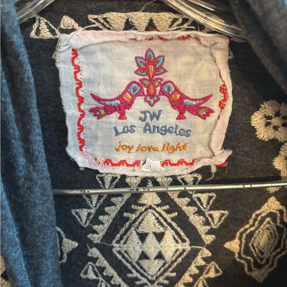 Johnny Was Tulia Embroidered Gray Duster Cardigan Boho Size Lg - Picture 4 of 7